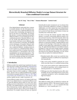 Hierarchically branched diffusion models leverage dataset structure for
  class-conditional generation