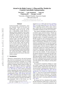 Attend to the Right Context: A Plug-and-Play Module for
  Content-Controllable Summarization