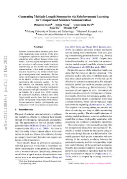 Generating Multiple-Length Summaries via Reinforcement Learning for
  Unsupervised Sentence Summarization