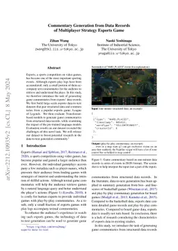 Commentary Generation from Data Records of Multiplayer Strategy Esports
  Game