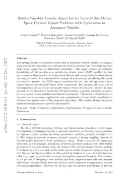 Hidden-Variables Genetic Algorithm for Variable-Size Design Space
  Optimal Layout Problems with Application to Aerospace Vehicles