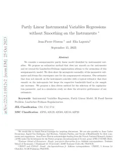 Partly Linear Instrumental Variables Regressions without Smoothing on
  the Instruments