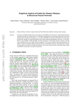Empirical Analysis of Limits for Memory Distance in Recurrent Neural
  Networks