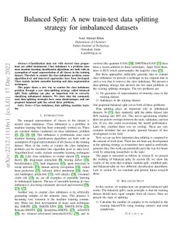 Balanced Split: A new train-test data splitting strategy for imbalanced
  datasets