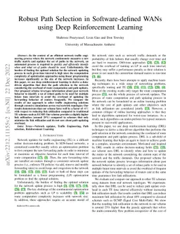 Robust Path Selection in Software-defined WANs using Deep Reinforcement
  Learning