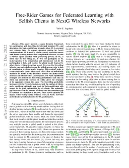 Free-Rider Games for Federated Learning with Selfish Clients in NextG
  Wireless Networks