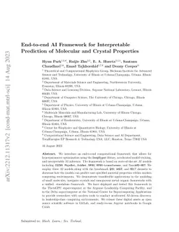 End-to-end AI framework for interpretable prediction of molecular and
  crystal properties