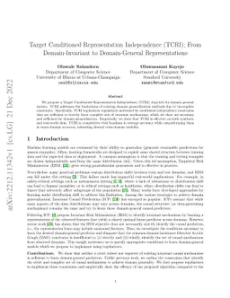 Target Conditioned Representation Independence (TCRI); From
  Domain-Invariant to Domain-General Representations
