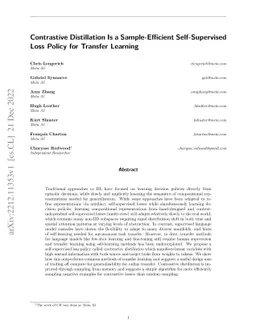 Contrastive Distillation Is a Sample-Efficient Self-Supervised Loss
  Policy for Transfer Learning