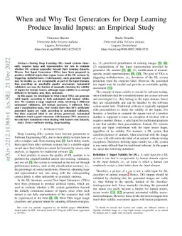 When and Why Test Generators for Deep Learning Produce Invalid Inputs:
  an Empirical Study