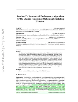 Runtime Performance of Evolutionary Algorithms for the Chance-constrained Makespan Scheduling Problem