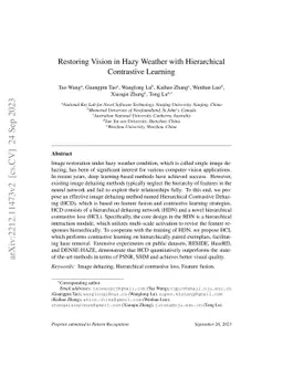 Restoring Vision in Hazy Weather with Hierarchical Contrastive Learning