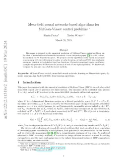 Mean-field neural networks-based algorithms for McKean-Vlasov control
  problems *