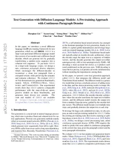 Text Generation with Diffusion Language Models: A Pre-training Approach
  with Continuous Paragraph Denoise