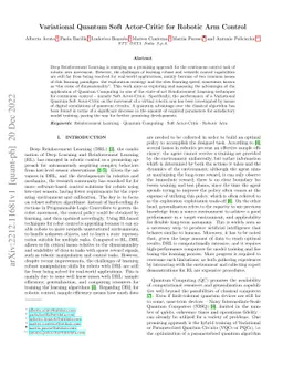 Variational Quantum Soft Actor-Critic for Robotic Arm Control