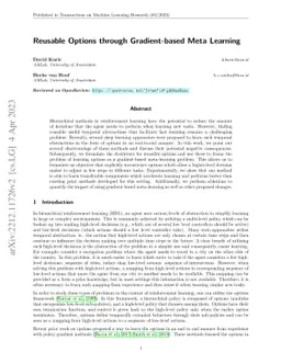 Reusable Options through Gradient-based Meta Learning