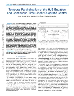 Temporal Parallelisation of the HJB Equation and Continuous-Time Linear
  Quadratic Control