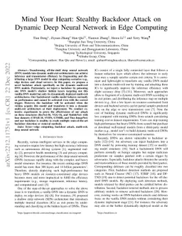 Mind Your Heart: Stealthy Backdoor Attack on Dynamic Deep Neural Network
  in Edge Computing