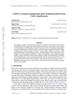 CatlNet: Learning Communication and Coordination Policies from CaTL+
  Specifications
