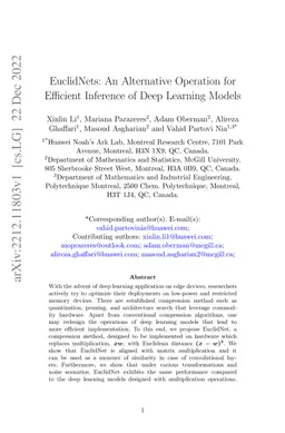 EuclidNets: An Alternative Operation for Efficient Inference of Deep
  Learning Models