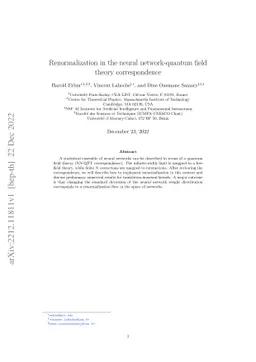 Renormalization in the neural network-quantum field theory
  correspondence
