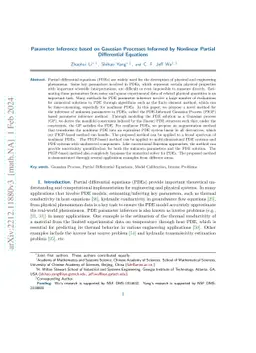 Parameter Inference based on Gaussian Processes Informed by Nonlinear
  Partial Differential Equations