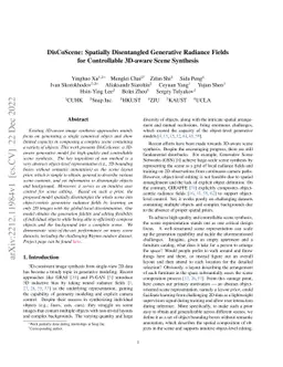 DisCoScene: Spatially Disentangled Generative Radiance Fields for
  Controllable 3D-aware Scene Synthesis