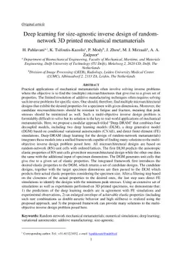 Deep learning for size-agnostic inverse design of random-network 3D
  printed mechanical metamaterials