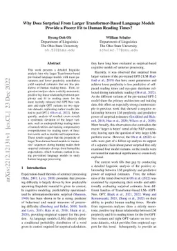 Why Does Surprisal From Larger Transformer-Based Language Models Provide
  a Poorer Fit to Human Reading Times?