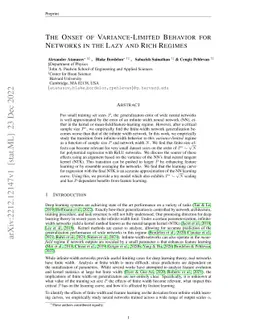 The Onset of Variance-Limited Behavior for Networks in the Lazy and Rich
  Regimes