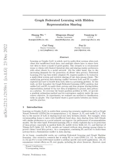 Graph Federated Learning with Hidden Representation Sharing