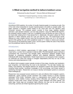 Implementation of a Blind navigation method in outdoors/indoors areas