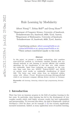 Rule Learning by Modularity