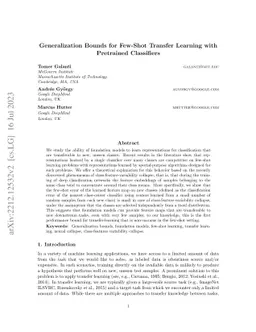 Generalization Bounds for Few-Shot Transfer Learning with Pretrained
  Classifiers