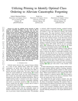 Utilizing Priming to Identify Optimal Class Ordering to Alleviate
  Catastrophic Forgetting