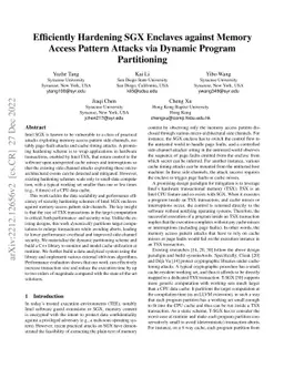 Efficiently Hardening SGX Enclaves against Memory Access Pattern Attacks
  via Dynamic Program Partitioning