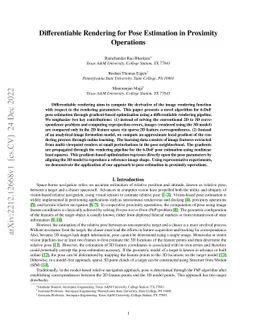 Differentiable Rendering for Pose Estimation in Proximity Operations