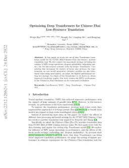 Optimizing Deep Transformers for Chinese-Thai Low-Resource Translation