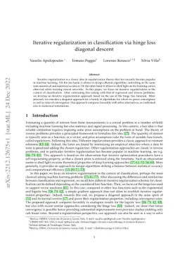 Iterative regularization in classification via hinge loss diagonal
  descent