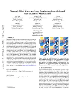 Towards Blind Watermarking: Combining Invertible and Non-invertible
  Mechanisms