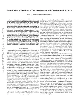 Certification of Bottleneck Task Assignment with Shortest Path Criteria