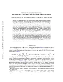 Gromov-Wasserstein Distances: Entropic Regularization, Duality, and
  Sample Complexity