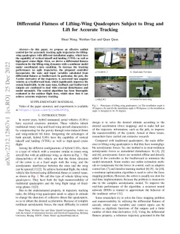 Differential Flatness of Lifting-Wing Quadcopters Subject to Drag and
  Lift for Accurate Tracking