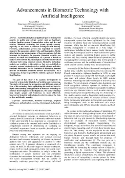 Advancements in Biometric Technology with Artificial Intelligence