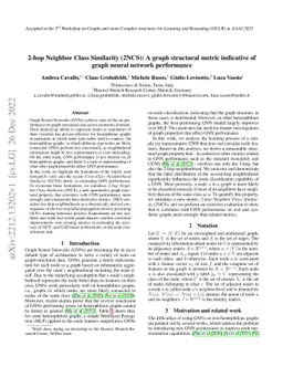 2-hop Neighbor Class Similarity (2NCS): A graph structural metric
  indicative of graph neural network performance