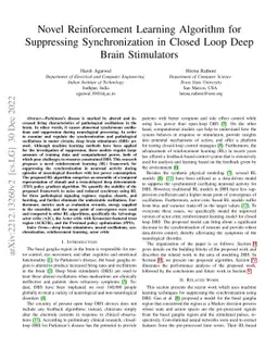 Novel Reinforcement Learning Algorithm for Suppressing Synchronization
  in Closed Loop Deep Brain Stimulators