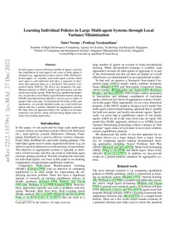 Learning Individual Policies in Large Multi-agent Systems through Local
  Variance Minimization