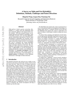 A Survey on Table-and-Text HybridQA: Concepts, Methods, Challenges and
  Future Directions