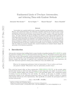 Fundamental Limits of Two-layer Autoencoders, and Achieving Them with
  Gradient Methods