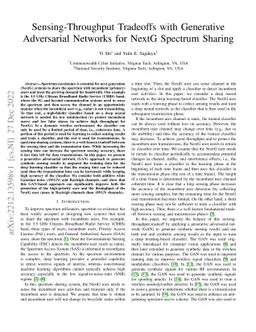 Sensing-Throughput Tradeoffs with Generative Adversarial Networks for
  NextG Spectrum Sharing